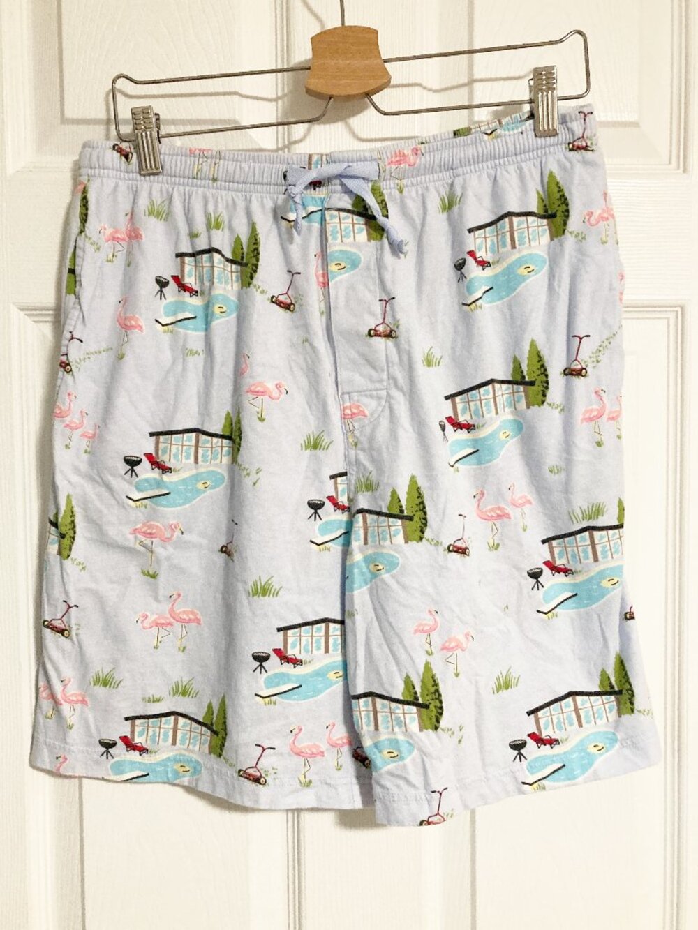 Nick & Nora 100% Cotton Flamingo MCM Print Sleep Shorts Lounge Shorts Size M